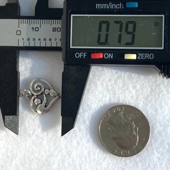 Sterling Silver 925 Mother & Child Scrollwork Heart Pendant Necklace 18" Chain - Picture 13 of 16